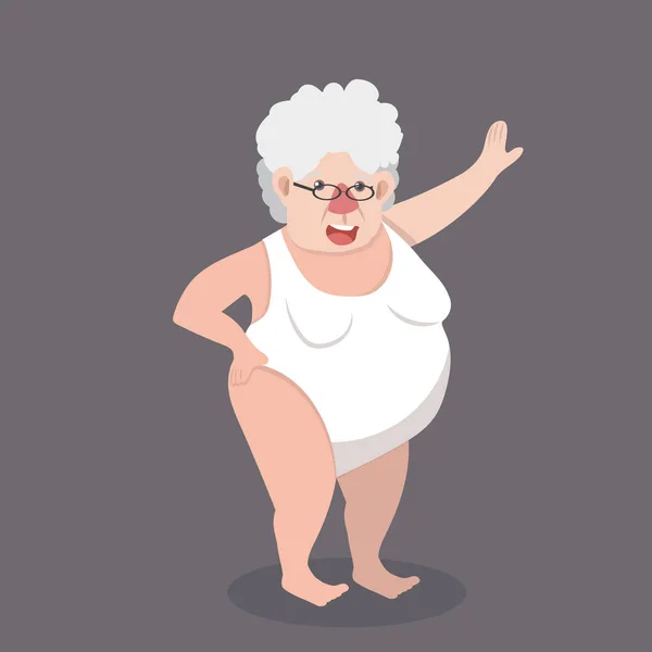 Anciana Una Chica Sexy Con Traje Baño — Vector de stock