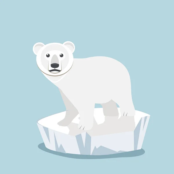 Bebê Bonito Urso Polar Gelo Floe — Vetor de Stock