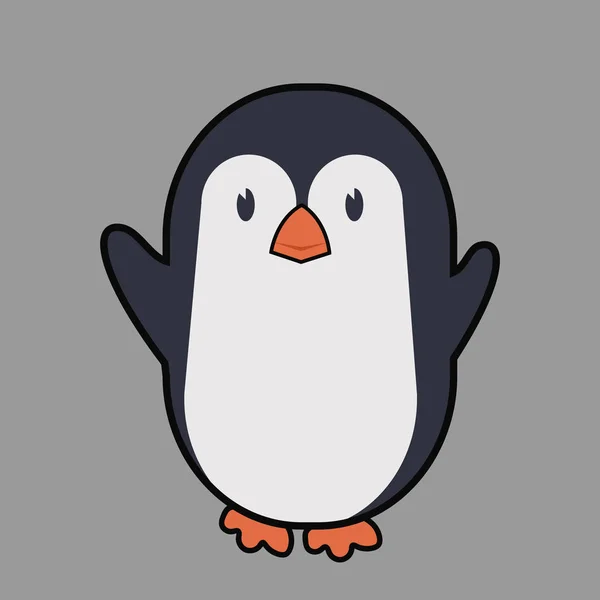Carino Pinguino Icona Cartone Animato — Vettoriale Stock