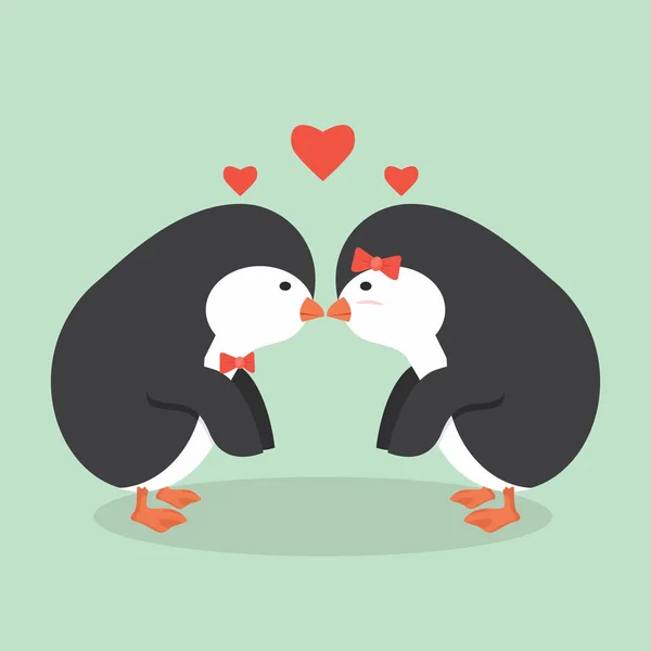 Mignon Pingouin Animal Couple — Image vectorielle