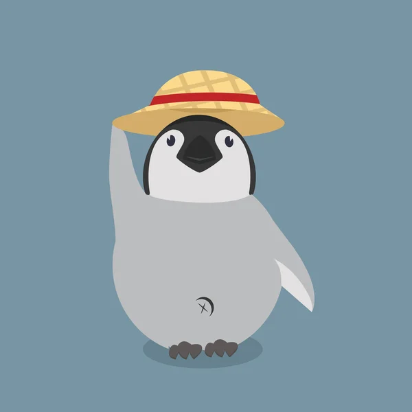 Pingüino Bebé Wiht Sombrero — Vector de stock