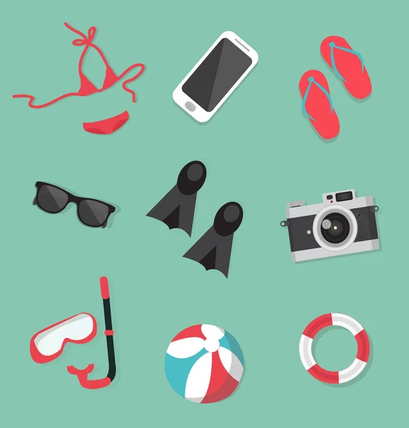 Summer Collection Accessories Set — Stock Vector