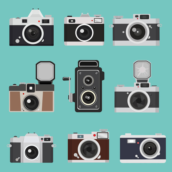 Набор фотоаппаратов винтажного дизайна
