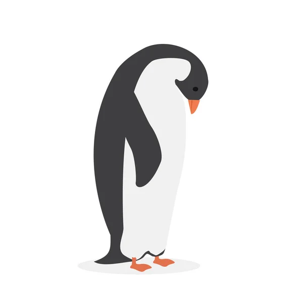 Vuxen Pingvin Fågel Vit Bakgrund — Stock vektor