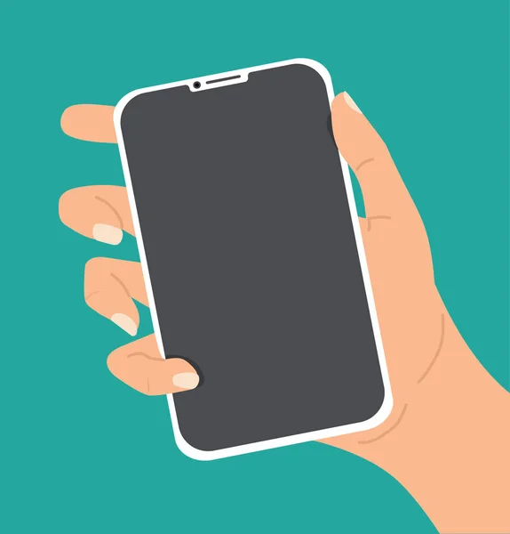 Mão Furando Vetor Smartphone Branco — Vetor de Stock