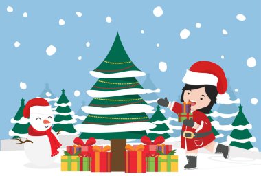 Kuzey Kutbu Kuzey Kutbu Vektörü Noel Baba kızı