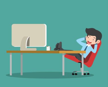 İş adamı. Ofiste oturan sakin işçi.