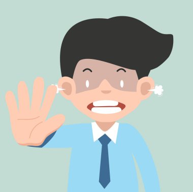 Kızgın iş adamı el işaretini gösteriyor. Dur kavramı.