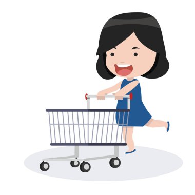 Alışveriş arabası taşıyıcısı olan kız