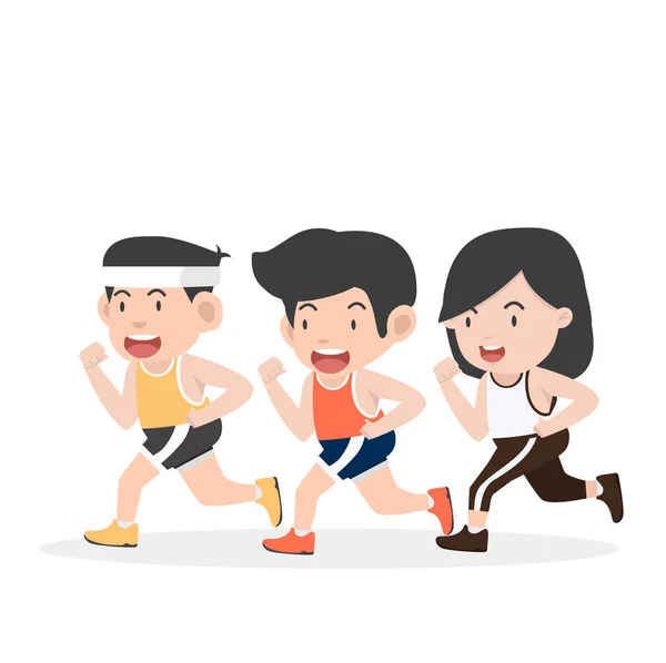 Marathon Race Group Runner Attractive — Stock Vector