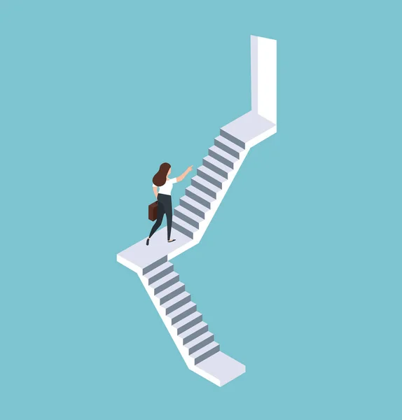 階段の上を歩くビジネスマンのアイソメトリックコンセプト — ストックベクタ