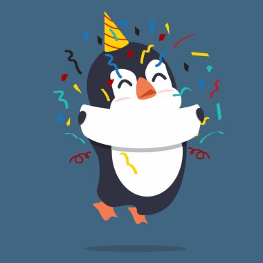 Boş kartı olan sevimli bir penguen.