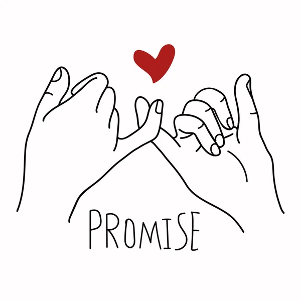 Promise Outline Vector Red Heart Concept — Stock Vector