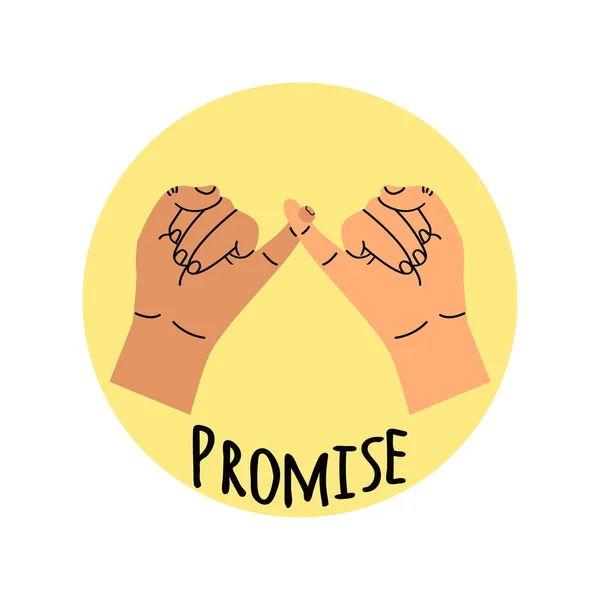 Hand Drawn Pinky Promise Yellow Background Vector Graphics