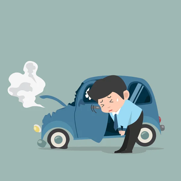 Businessman Sorry Car Accident — Stock Vector