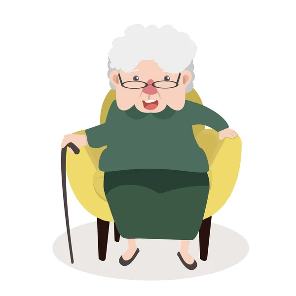 Grand Mère Assise Dans Vecteur Chaise — Image vectorielle