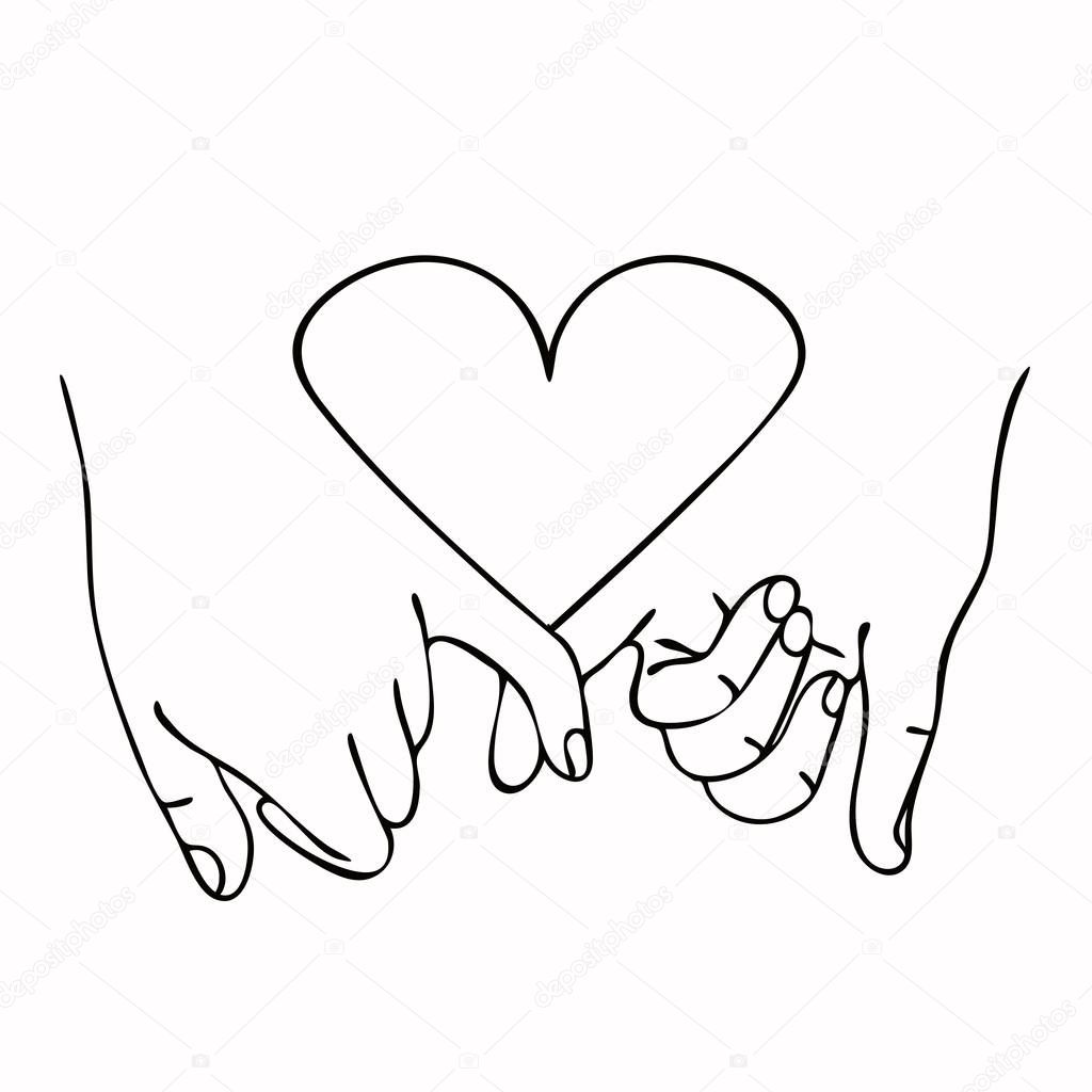 Promise outline vector with heart concept
