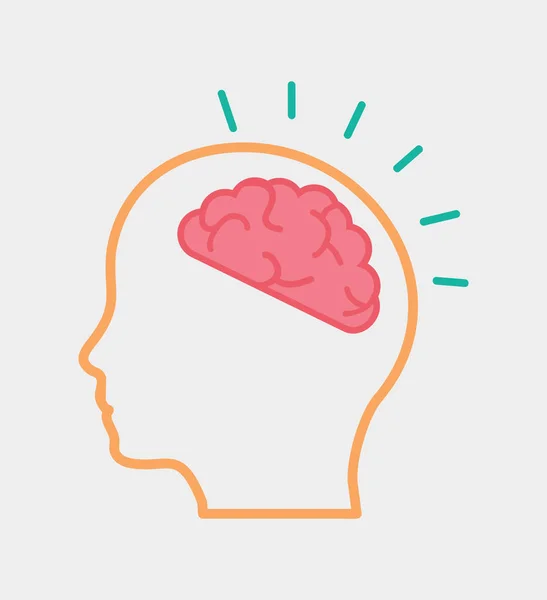Εγκέφαλος Στο Ανθρώπινο Κεφάλι Έννοια — Διανυσματικό Αρχείο