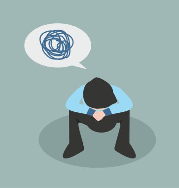 Kabarcık vektörü olan üzgün iş adamı karakteri