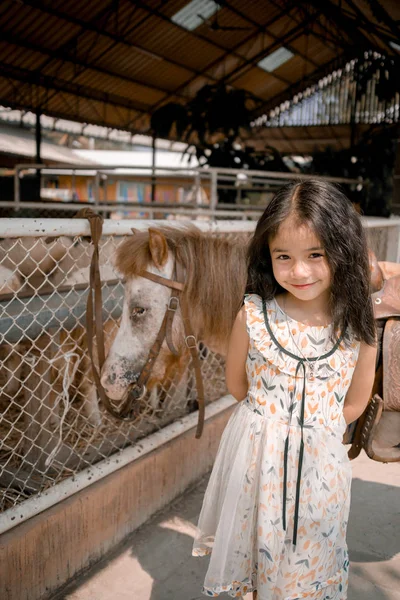 Una Chica Con Pequeño Pony — Foto de Stock