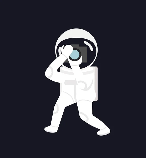 Cartoon Astronaut Nimmt Kamera Vektor — Stockvektor