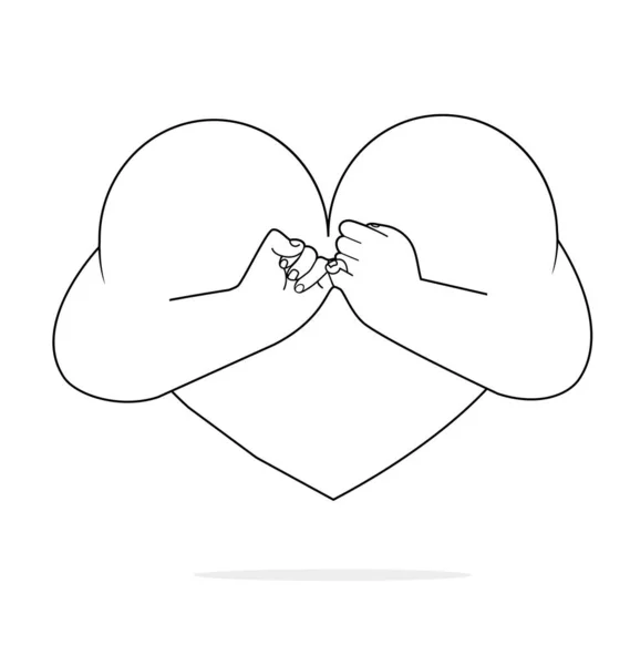 Hand Pinky Promise Heart Outline — Stock Vector