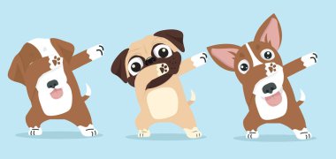 Sevimli dokunaklı Köpek karikatür vektör seti