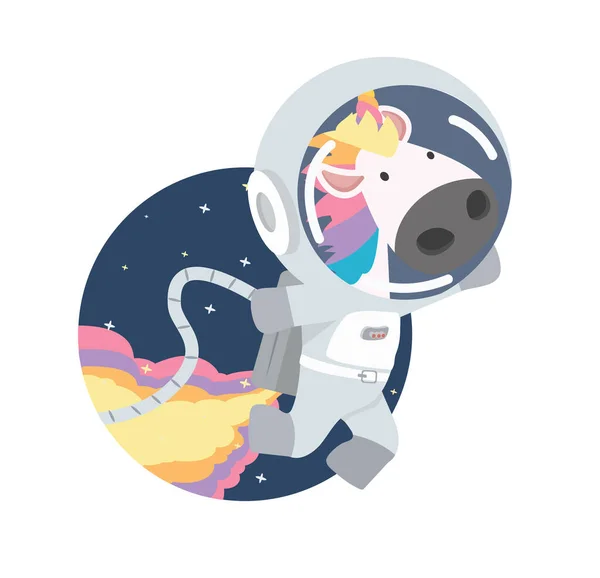 Unicornio Astronauta Volando Galaxia — Vector de stock