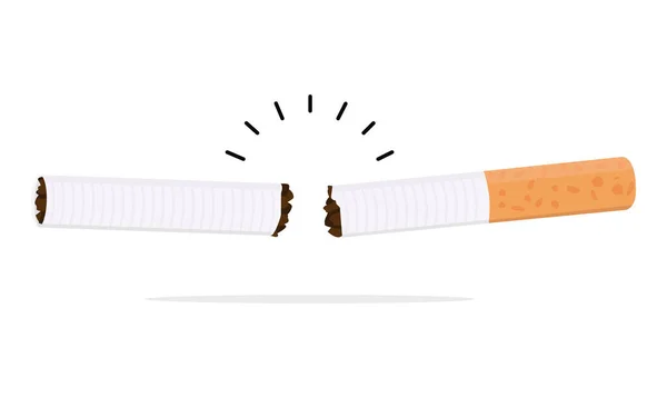 Broken Cigarette Butt Vector Flat — Stock Vector