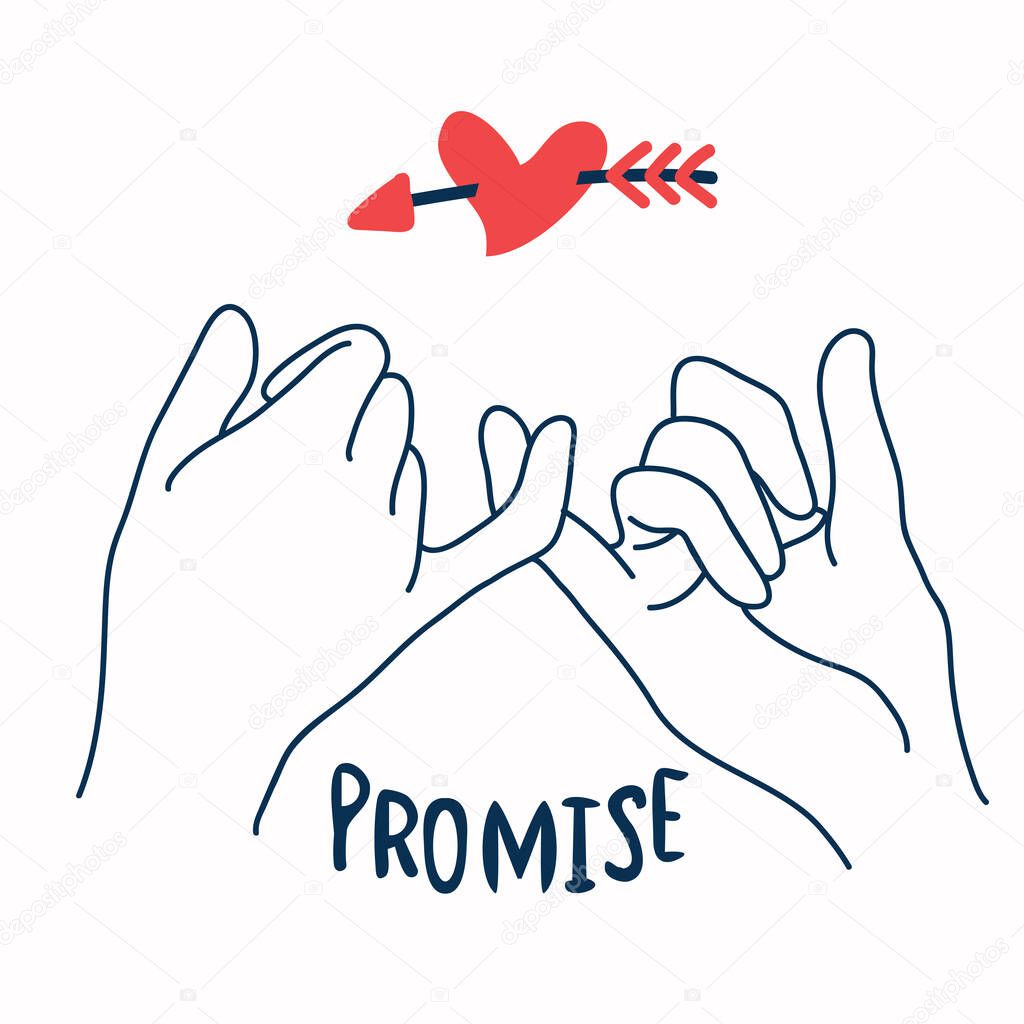 Promise  outline vector with red heart in arrow