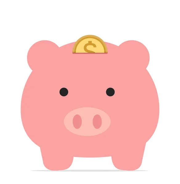 Piggy Bank Met Munt Voor Geld Besparen Concept — Stockvector