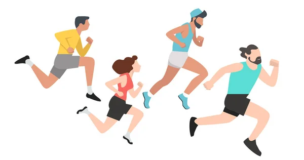 Ομάδα Τρέξιμο Άτομα Αθλητικό Σύνολο — Διανυσματικό Αρχείο