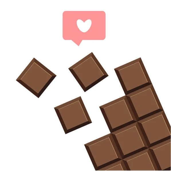 Barre Chocolat Isolée Design Plat — Image vectorielle