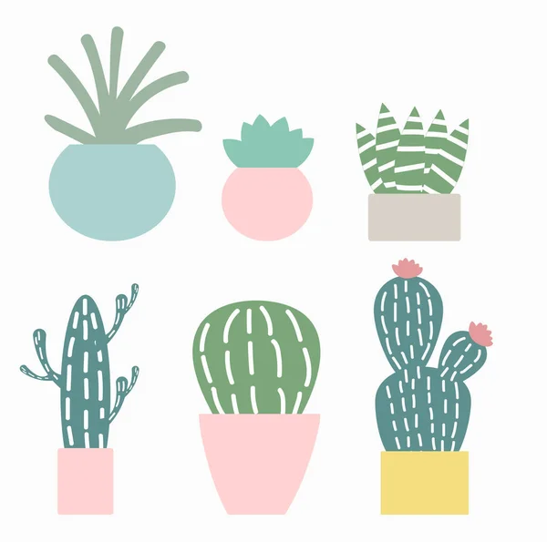 Ensemble Illustration Vectoriel Cactus Mignon — Image vectorielle