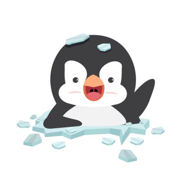 Şişko Penguen karikatürü buz üstünde