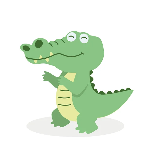 Drăguț Desen Animat Crocodil Fundal Alb — Vector de stoc
