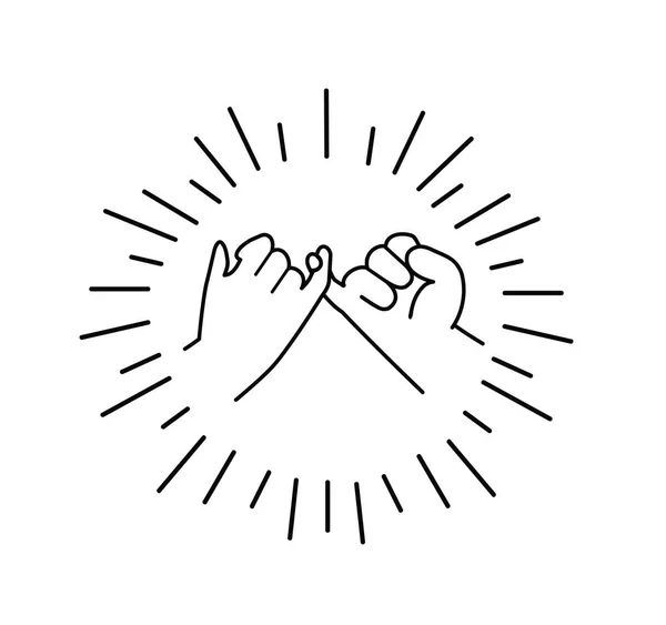 Pinky Swear Promise Flat Design Line Icon Vector — Stock Vector