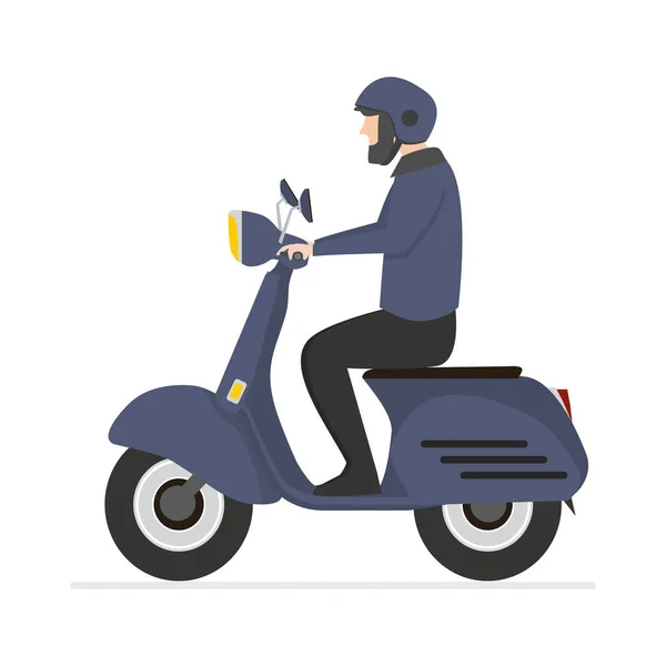Man Riding Blue Scooter Cartoon Vector — Stock Vector