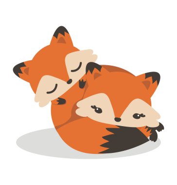 Şirin tilki yavru tilki vektörüyle uyuyor.