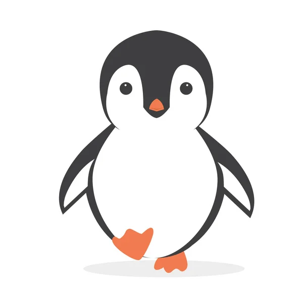 Bonito Pinguim Cartoon Mínimo Plana Vecor — Vetor de Stock