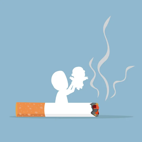 Stop Smoking Cigarette Butt Family Concept — Διανυσματικό Αρχείο