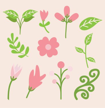 Bahar Çiçeği Vektör Elementleri Ayarlandı