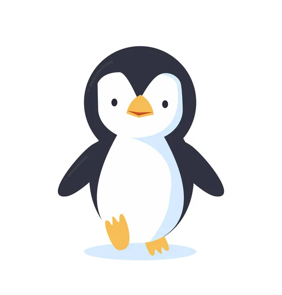 Bonito Desenho Animado Ícone Vetor Pinguim — Vetor de Stock