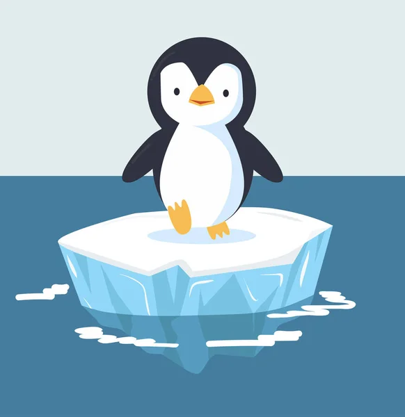 かわいい赤ちゃんペンギンオンアイスフローベクトル — ストックベクタ