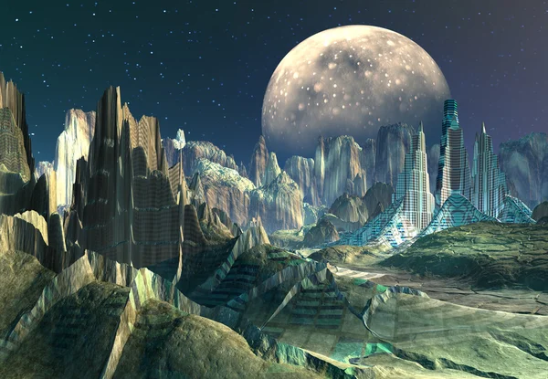 Obcej planety - Fantasy krajobraz — Zdjęcie stockowe