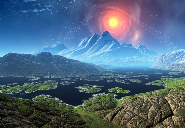 Främmande Planet - Fantasy landskap — Stockfoto