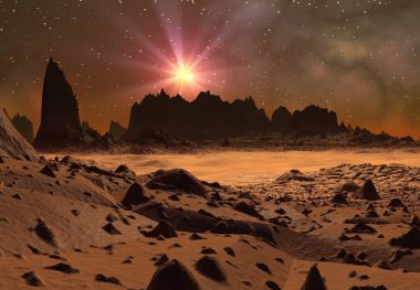 3d oluşturulan ve fantezi yabancı gezegenin - 3d çizim render