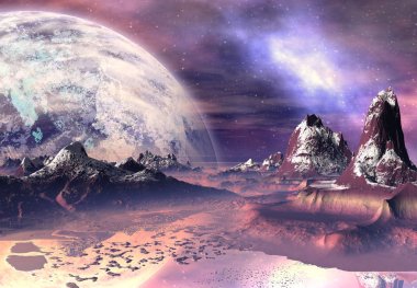 3d oluşturulan ve fantezi yabancı gezegenin - 3d çizim render