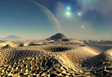 3d oluşturulan ve fantezi yabancı gezegenin - 3d çizim render