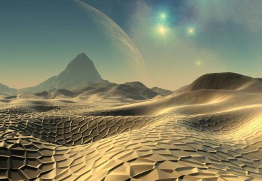 3d oluşturulan ve fantezi yabancı gezegenin - 3d çizim render